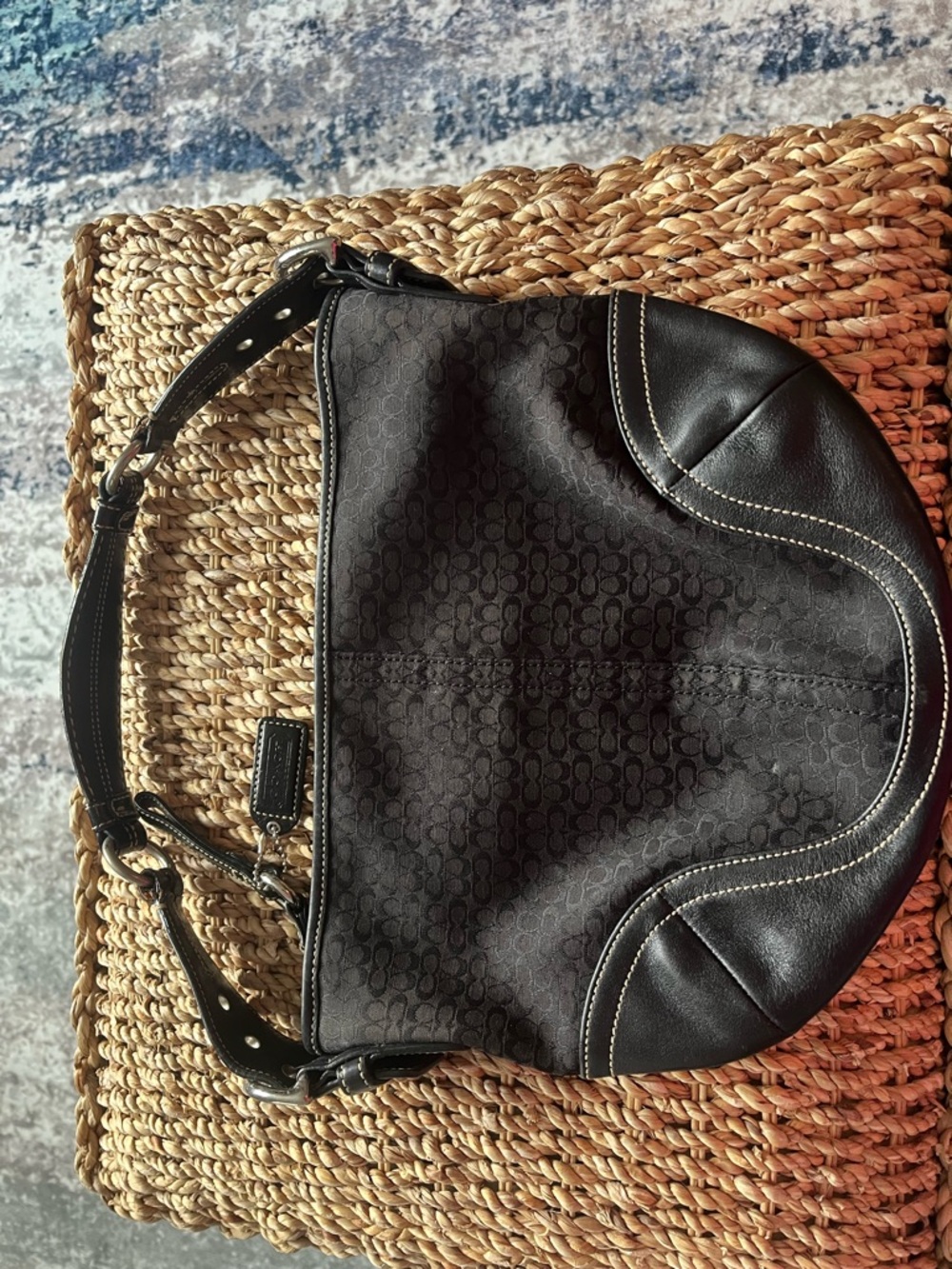 Coach Black Signature Canvas Hobo with Leather Accents - Picture 2 of 3